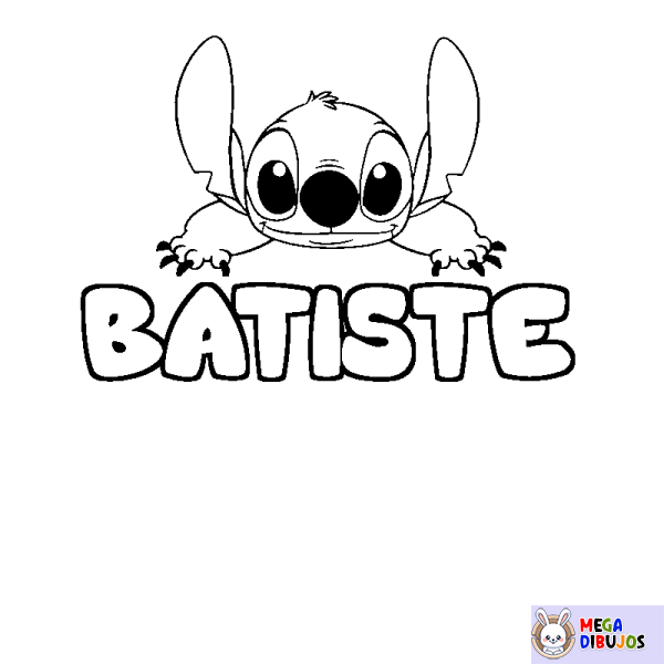 Coloración del nombre BATISTE - decorado Stitch