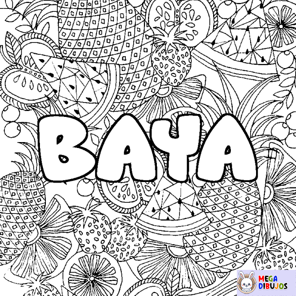 Coloración del nombre BAYA - decorado mandala de frutas