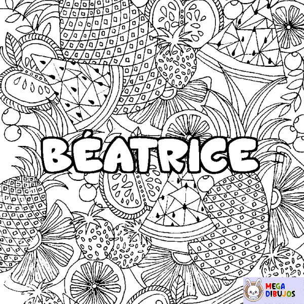 Coloración del nombre B&Eacute;ATRICE - decorado mandala de frutas