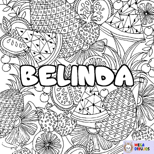 Coloración del nombre BELINDA - decorado mandala de frutas