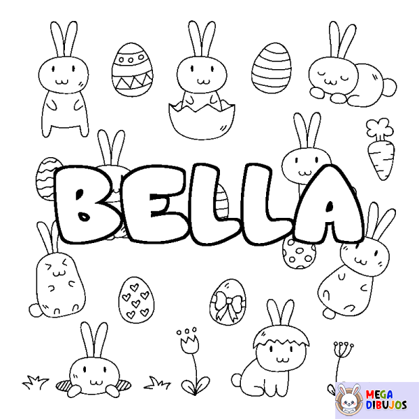 Coloración del nombre BELLA - decorado Pascua