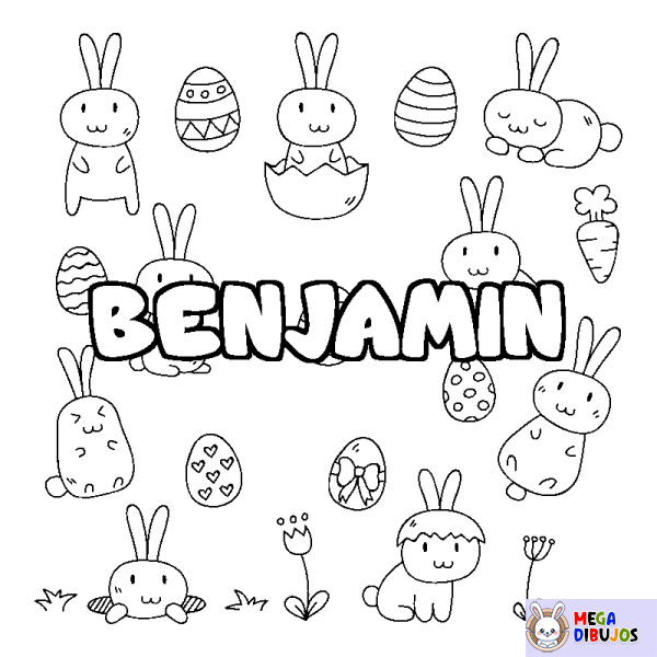 Coloración del nombre BENJAMIN - decorado Pascua