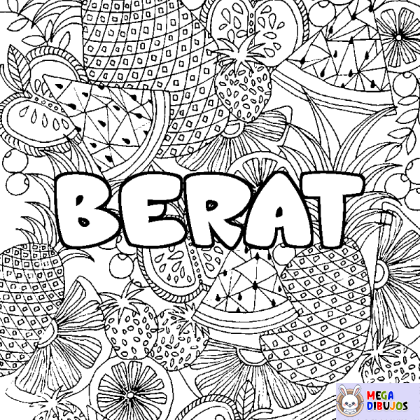 Coloración del nombre BERAT - decorado mandala de frutas