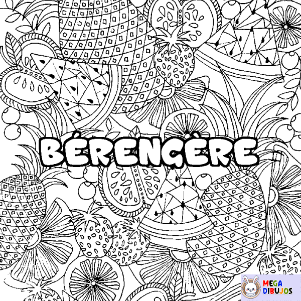 Coloración del nombre B&Eacute;RENG&Egrave;RE - decorado mandala de frutas