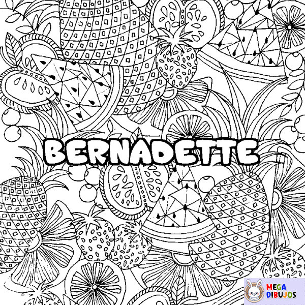 Coloración del nombre BERNADETTE - decorado mandala de frutas