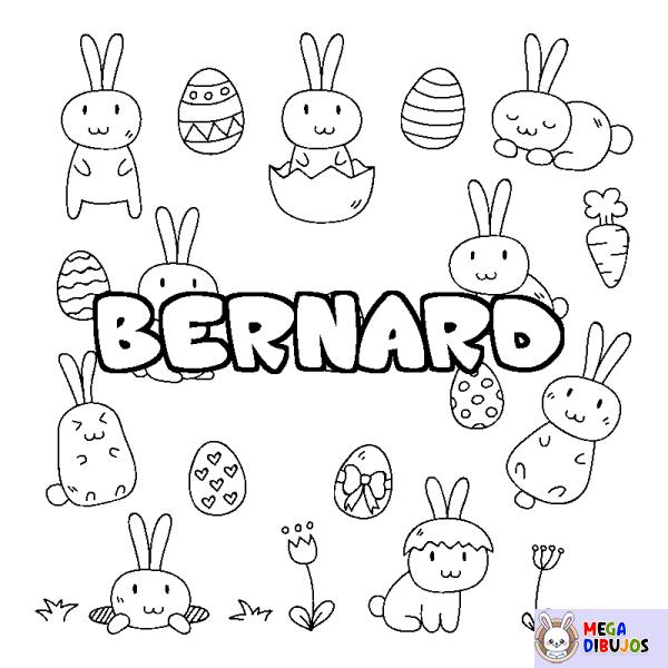 Coloración del nombre BERNARD - decorado Pascua