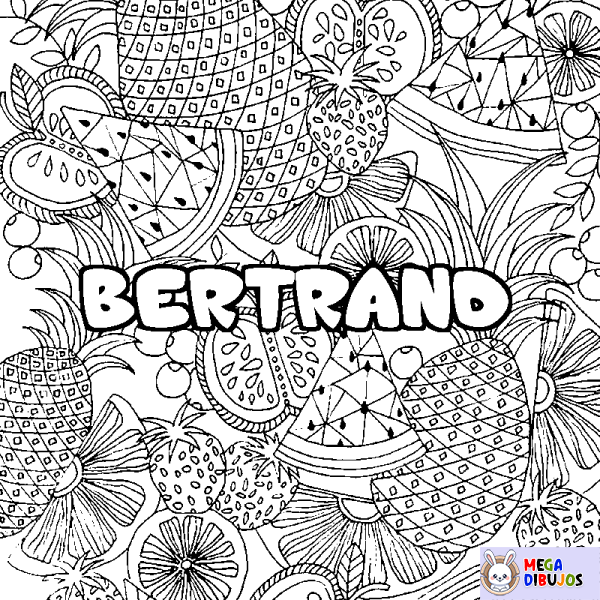 Coloración del nombre BERTRAND - decorado mandala de frutas