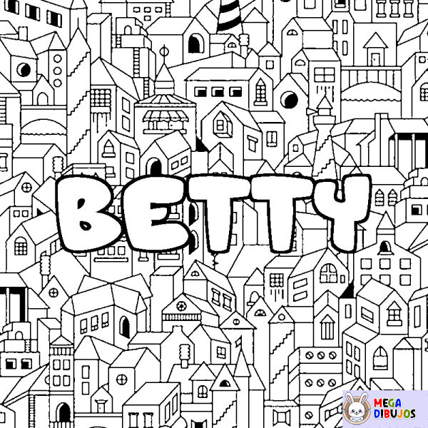 Coloración del nombre BETTY - decorado ciudad