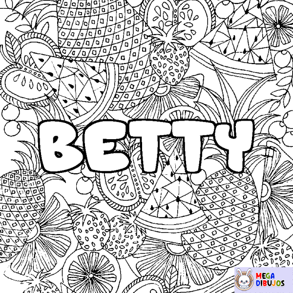 Coloración del nombre BETTY - decorado mandala de frutas