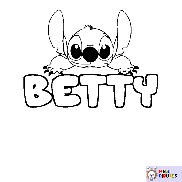 Coloración del nombre BETTY - decorado Stitch