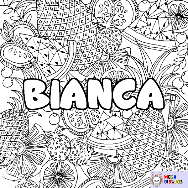 Coloración del nombre BIANCA - decorado mandala de frutas