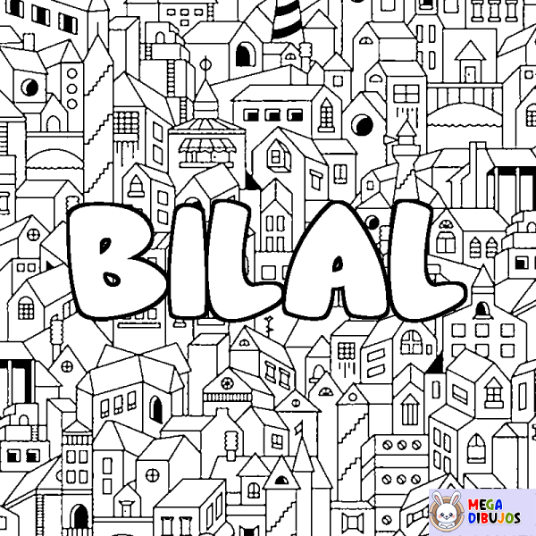 Coloración del nombre BILAL - decorado ciudad