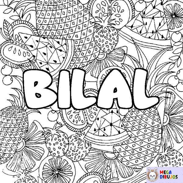 Coloración del nombre BILAL - decorado mandala de frutas