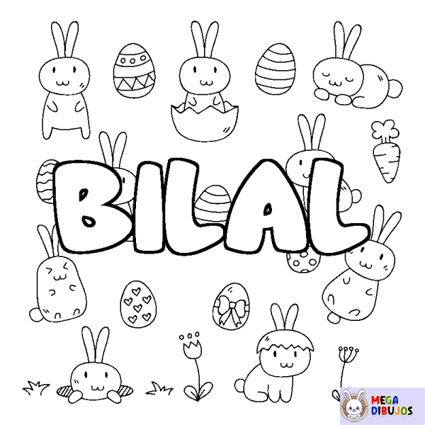 Coloración del nombre BILAL - decorado Pascua