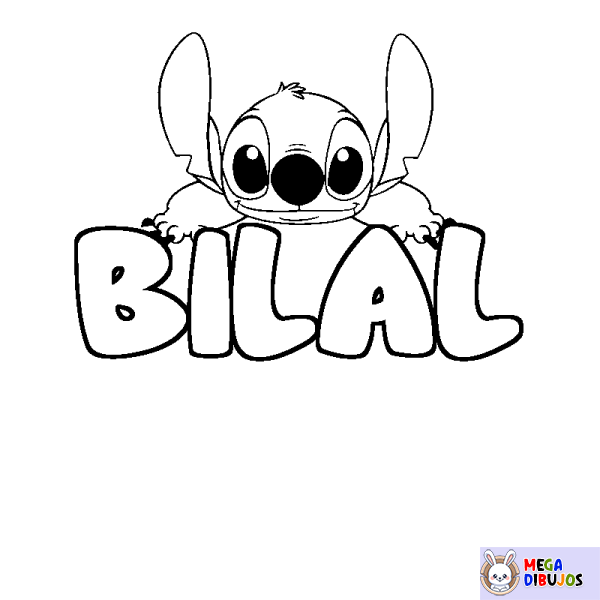 Coloración del nombre BILAL - decorado Stitch