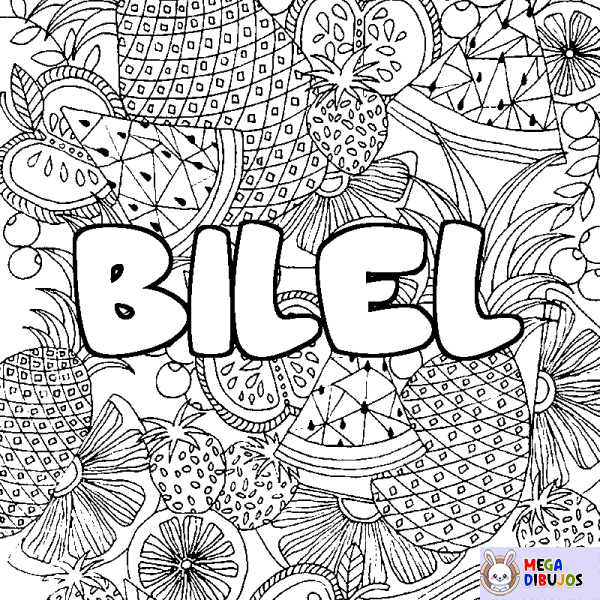 Coloración del nombre BILEL - decorado mandala de frutas