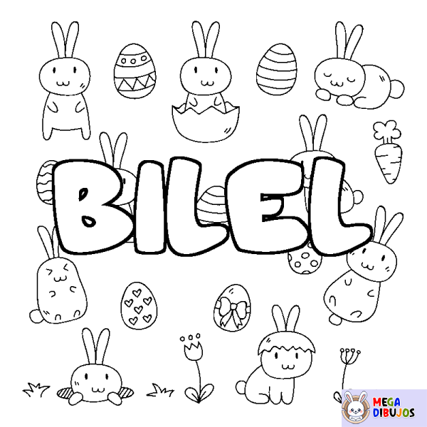 Coloración del nombre BILEL - decorado Pascua