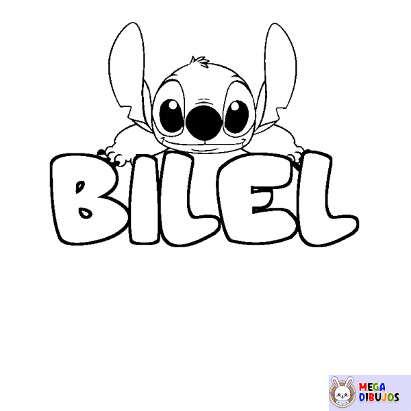 Coloración del nombre BILEL - decorado Stitch