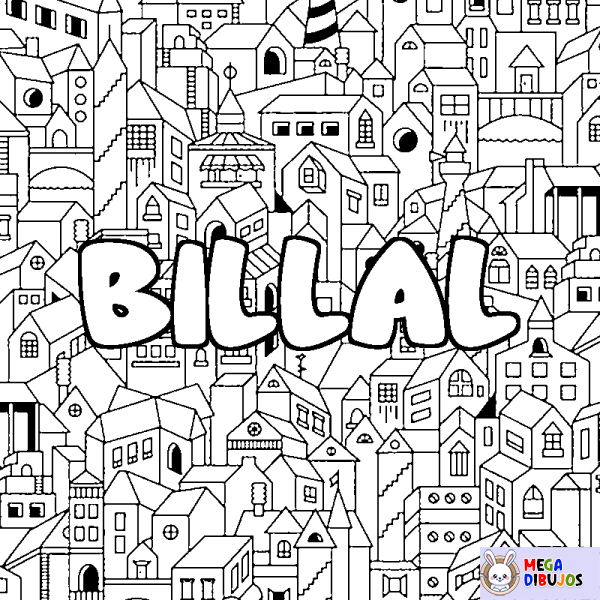 Coloración del nombre BILLAL - decorado ciudad