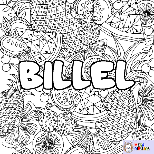 Coloración del nombre BILLEL - decorado mandala de frutas