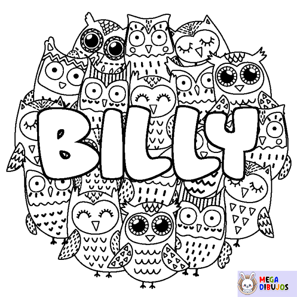 Coloración del nombre BILLY - decorado b&uacute;hos