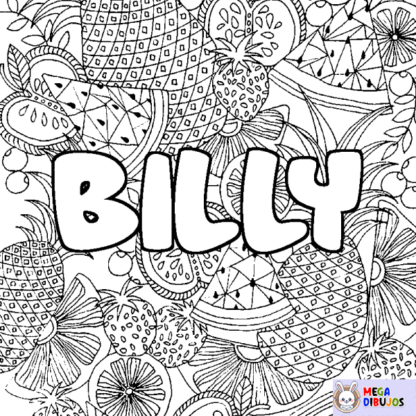 Coloración del nombre BILLY - decorado mandala de frutas