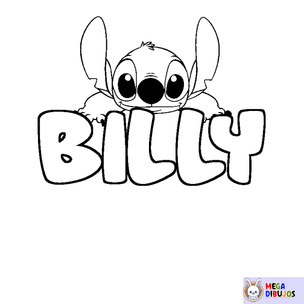 Coloración del nombre BILLY - decorado Stitch