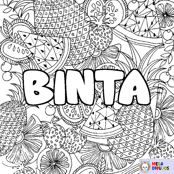 Coloración del nombre BINTA - decorado mandala de frutas