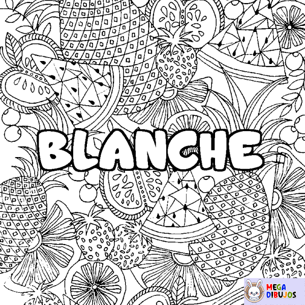 Coloración del nombre BLANCHE - decorado mandala de frutas