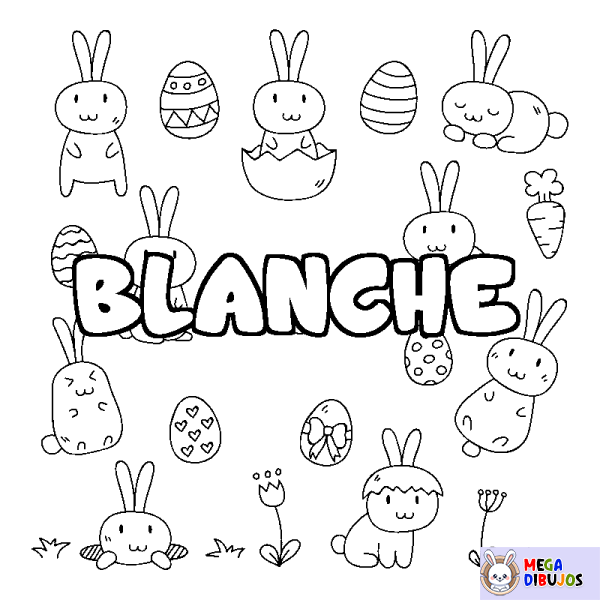 Coloración del nombre BLANCHE - decorado Pascua