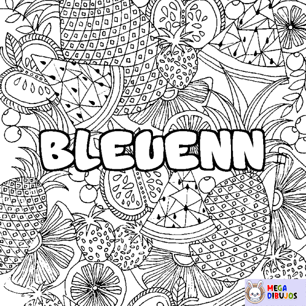 Coloración del nombre BLEUENN - decorado mandala de frutas