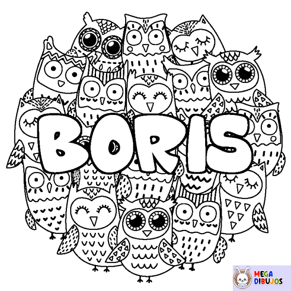 Coloración del nombre BORIS - decorado b&uacute;hos