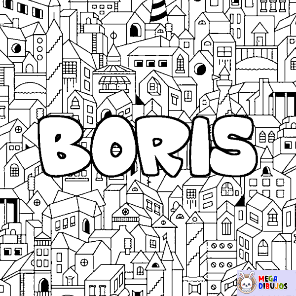 Coloración del nombre BORIS - decorado ciudad