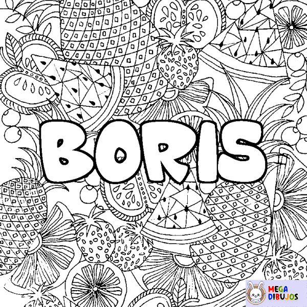 Coloración del nombre BORIS - decorado mandala de frutas