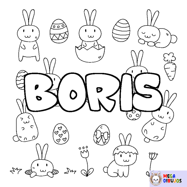 Coloración del nombre BORIS - decorado Pascua