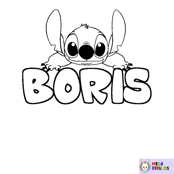 Coloración del nombre BORIS - decorado Stitch