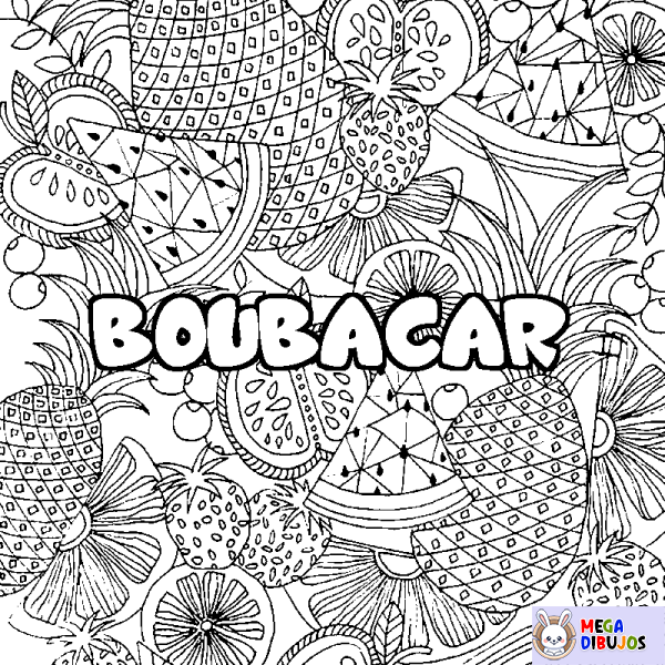 Coloración del nombre BOUBACAR - decorado mandala de frutas