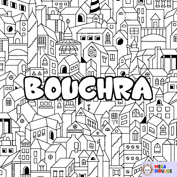 Coloración del nombre BOUCHRA - decorado ciudad