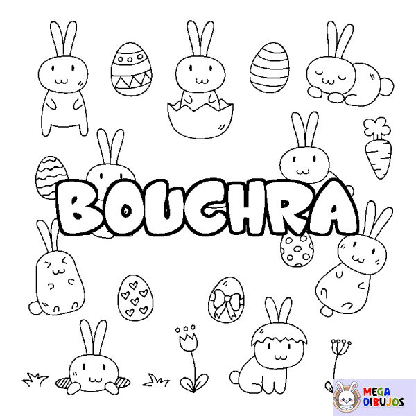 Coloración del nombre BOUCHRA - decorado Pascua