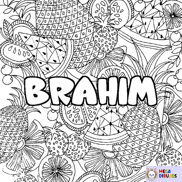 Coloración del nombre BRAHIM - decorado mandala de frutas