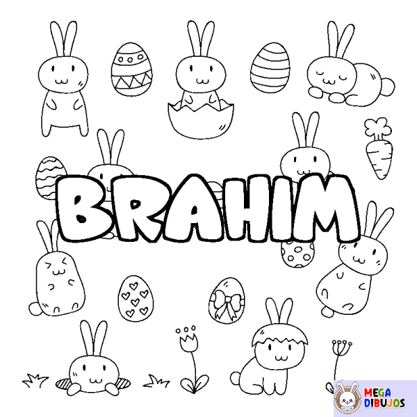 Coloración del nombre BRAHIM - decorado Pascua