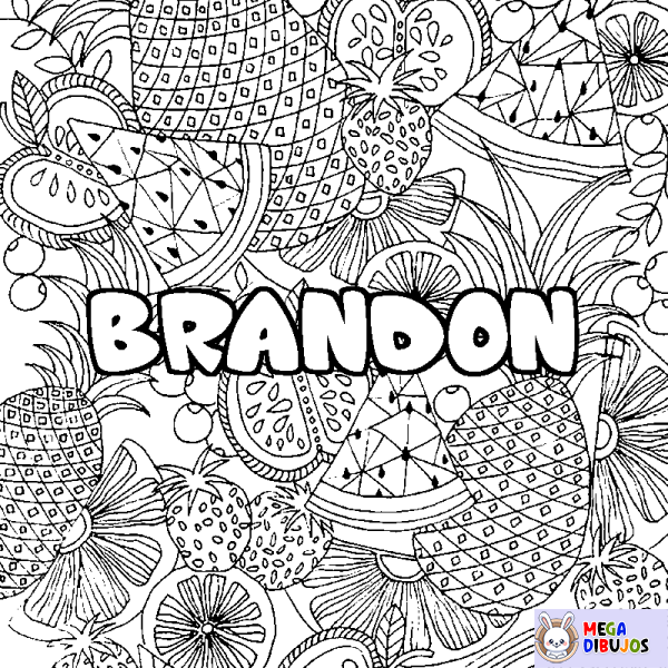 Coloración del nombre BRANDON - decorado mandala de frutas