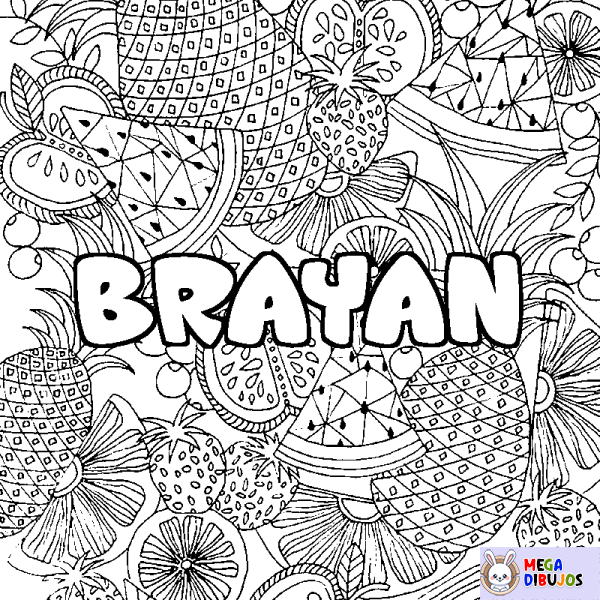 Coloración del nombre BRAYAN - decorado mandala de frutas