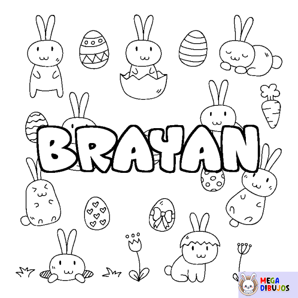 Coloración del nombre BRAYAN - decorado Pascua