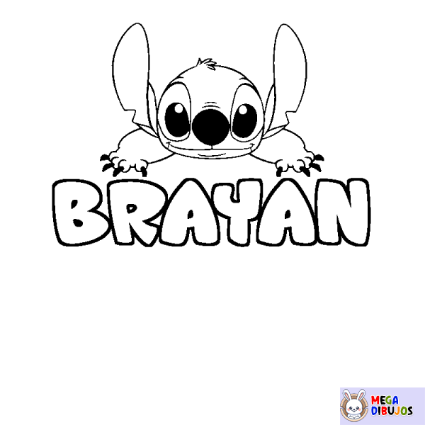 Coloración del nombre BRAYAN - decorado Stitch