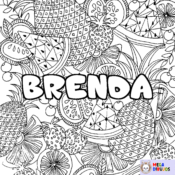 Coloración del nombre BRENDA - decorado mandala de frutas