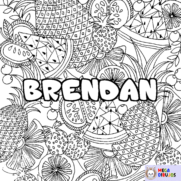 Coloración del nombre BRENDAN - decorado mandala de frutas