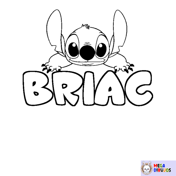 Coloración del nombre BRIAC - decorado Stitch