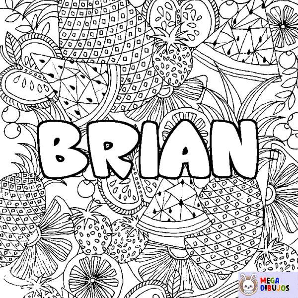 Coloración del nombre BRIAN - decorado mandala de frutas