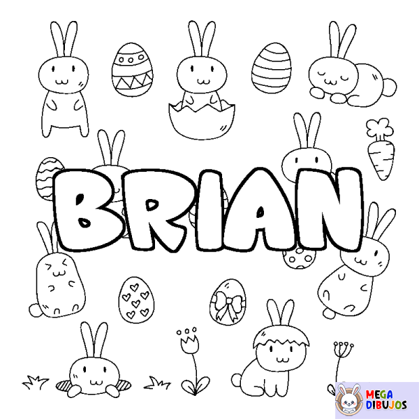 Coloración del nombre BRIAN - decorado Pascua